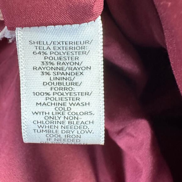 Loft Burgundy Button Straight Placket Knee Length Skirt Women Size 10 Officecore - Picture 14 of 16